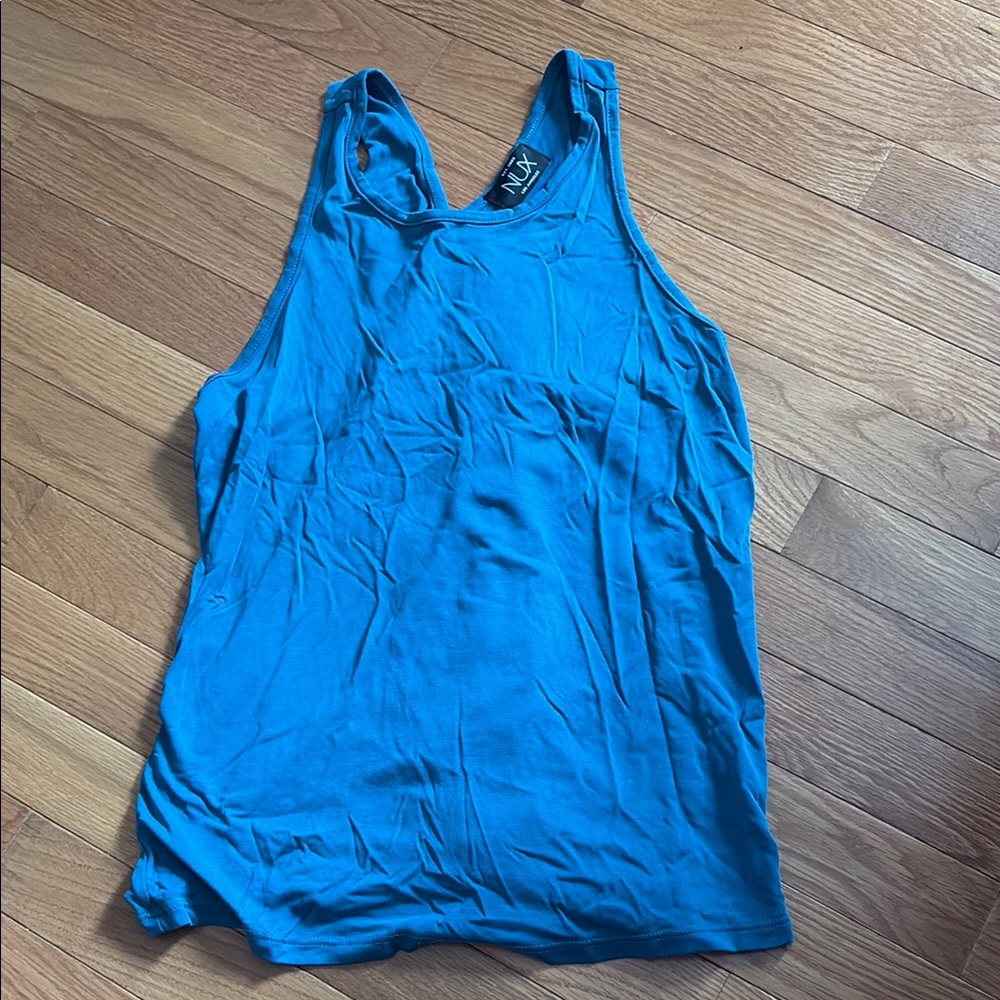 NUX Blue Criss Cross BackTank Top